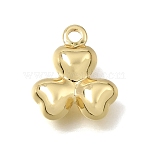 Saint Patrick's Day Brass Pendants, Clover Charms, Rack Plating, Long-Lasting Plated, Cadmium Free & Lead Free, Real 18K Gold Plated, 18x15x5.5mm, Hole: 2mm(KK-A303-38G)