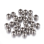 Tarnish Resistant 202 Stainless Steel Beads, Round, Stainless Steel Color, 2.5x2mm, Hole: 1mm(STAS-F170-07P-A)
