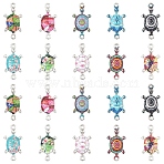 20Pcs 10 Colors Alloy Enamel Connector Charms, Platinum, Sea Turtle Links, Mixed Color, 26.5x13.5x3.5mm, Hole: 1.6mm, 2pcs/color(ENAM-YW0008-59)