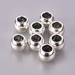 Large Hole Beads, Alloy European Beads, Lead Free and Cadmium Free, Round, Antique Silver, about 8.5mm long, 11.5mm wide, hole: 6.5mm(X-LF9698Y)