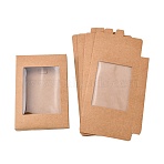 Foldable Creative Kraft Paper Box, Wedding Favor Boxes, Favour Box, Paper Gift Box, with Clear Window, Rectangle, Camel, Box: 12.5x8.5x1.5cm(CON-L018-C06)