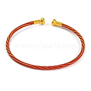 Braided Carbon Steel Wire Bracelet Making, with Golden Plated Brass End Caps, Red, 0.25cm, Inner Diameter: 2-3/8 inch(6.1cm)(MAK-A017-B50)