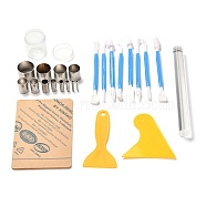 Plastic Pottery Clay Carving Curved Clapper Tool, Sculpting Tools for DIY Art Crafts, with Acrylic, 201 Stainless Steel Tubes, Iron Tubes, Mixed Color, 20x2cm, 24pcs/set(TOOL-F014-05)