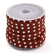 Faux Suede Cord, with Silver Tone Alloy Rivet, For Punk Rock Jewelry Making, Dark Red, 5x2.5mm, about 5.46 yards(5m)/roll(LW-Q016-5mm-S1048)
