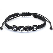 Polyester Braided Bead Bracelet, Black, 6-1/4 inch(16cm)(CT9055-3)