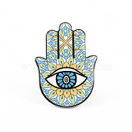 Porcelain Cup Mats, Coasters, with Anti-slip Cork Bottom, Water Absorption Heat Insulation, Hamsa Hand/Hand of Miriam with Eye, Dark Sea Green, 150x100mm(PORC-PW0001-074C)