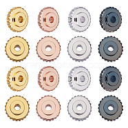SUPERFINDINGS 80Pcs 4 Colors Brass Spacer Beads, Flat Round, Mixed Color, 6x2mm, Hole: 1mm, 20pcs/color(KK-FH0004-12)