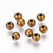 CCB Plastic Beads, Round, Antique Bronze, 4mm, Hole: 1mm(CCB-F004-16AB)