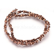 Electroplate Non-magnetic Synthetic Hematite Bead Strands, Faceted, Arrows, Copper Plated, 4x4x2mm, Hole: 1mm, about 26~27pcs/strand, 15.7 inch(40cm)(G-I208-20-E)