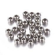 202 Stainless Steel Beads, Round, Stainless Steel Color, 2.5x2mm, Hole: 1mm(STAS-F170-07P-A)