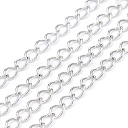 Brass Twisted Chains, Curb Chains, Soldered, with Spool, Oval, Lead Free & Nickel Free & Cadmium Free, Platinum, 4x3x0.5mm, about 301.83 Feet(92m)/roll(CHC-Q001-4x3mm-P)