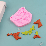 DIY Christmas Reindeer Head & Acorn Food Grade Silicone Molds, Fondant Molds, Chocolate, Candy, Biscuits, UV Resin & Epoxy Resin Craft Making, Pearl Pink, 92x96x10mm, Inner Diameter: 19~66x41~70mm(DIY-G090-01)