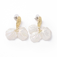 Acrylic Imitation Shell Dangle Earrings, Alloy Cluster Drop Earrings with 925 Sterling Silver Pins for Women, White, 45mm, Pin: 0.8mm(EJEW-L281-05LG)