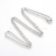 Brass Cable Chains Necklaces, Platinum, 23.6 inch(60cm)(X-MAK-R019-P)