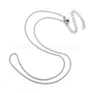 304 Stainless Steel Necklaces, Curb Chain Necklaces, Stainless Steel Color, 16.14 inch(41cm)(NJEW-E080-11P)
