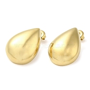 Ion Plating(IP) 304 Stainless Steel Teardrop Stud Earrings, Real 14K Gold Plated, 25x18mm(EJEW-Z022-13G)