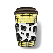 Milk Tea Alloy Enamel Brooch, for Men and Women, Dirnk, Black, 30.5x17.5x1.5mm(JEWB-C023-08I-EB)