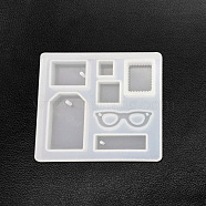 DIY Pendant Food Grade Silicone Molds, Resin Casting Molds, Eyeglass/Square, Rectangle, 77x89mm(SIMO-PW0015-05B)