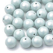 Spray Painted Style Acrylic Beads, Rubberized, Round, Pale Turquoise, 10mm, Hole: 1.5mm(X-MACR-T010-10mm-02)