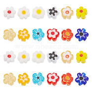 360Pcs 12 Colors Handmade Millefiori Glass Beads, Flower, Mixed Color, 3.7~5.6x2.6mm, Hole: 1mm, 30pcs/color(LAMP-GO0001-12)