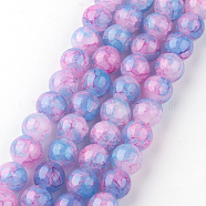 Baking Painted Crackle Glass Beads Strands, Round, Pearl Pink, 8mm, Hole: 1.3~1.6mm, about 100pcs/strand, 31.4 inch(X-DGLA-Q023-8mm-YS55)