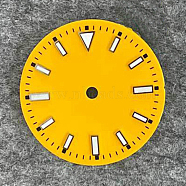 Luminous Glow in the Dark Brass Clock Face Dial, Flat Round, Gold, 29mm(CLOC-PW0001-01B)