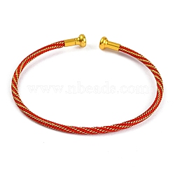 Braided Carbon Steel Wire Bracelet Making, with Golden Plated Brass End Caps, Red, 0.25cm, Inner Diameter: 2-3/8 inch(6.1cm)(MAK-A017-B50)