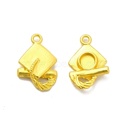 Rack Plating Alloy Pendant Cabochon Settings, Rhombus, Matte Gold Color, Tray: 5mm, 19.5x13.5x4mm, Hole: 1.8mm(FIND-I034-06MG)