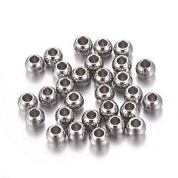 Tarnish Resistant 202 Stainless Steel Beads, Round, Stainless Steel Color, 2.5x2mm, Hole: 1mm(STAS-F170-07P-A)