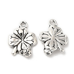 Tibetan Style Alloy Pendants, Four Leaf Clover with Ladybird, Antique Silver, 17x12x3mm, Hole: 1.5mm(PALLOY-I220-05AS)