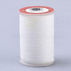 Waxed Polyester Cord, Micro Macrame Cord, Twisted Cord, Round, White, 1mm, about 57.96~65.62 Yards(53~60m)/Roll(YC-N010-01K)