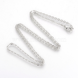 Brass Cable Chains Necklaces, Platinum, 23.6 inch(60cm)(X-MAK-R019-P)