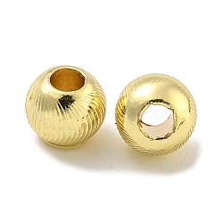 Brass Spacer Beads, Corrugated Beads, Long-Lasting Plated, Lead Free & Cadmium Free, Round, Real 14K Gold Plated, 6mm, Hole: 2.5mm(KK-L075-001LG-04)