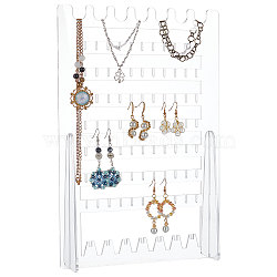 9-Tier Rectangle Transparent Acrylic Earring Display Organizer Stands, Jewelry Display Tree for Earrings Storage, Clear, Finished Product: 5x20x30cm, about 3pcs/set(EDIS-WH0031-08)