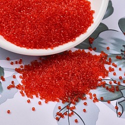MIYUKI Delica Beads, Cylinder, Japanese Seed Beads, 11/0, (DB0704) Transparent Red Orange, 1.3x1.6mm, Hole: 0.8mm, about 2000pcs/bottle, 10g/bottle(SEED-JP0008-DB0704)