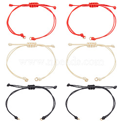 30Pcs 3 Colors Braided Waxed Polyester Cord, with 304 Stainless Steel Jump Rings, for Adjustable Link Bracelet Making, Mixed Color, 12-3/8 inch(31.4cm), Hole: 3.6mm, 10pcs/color(AJEW-DR0001-32)