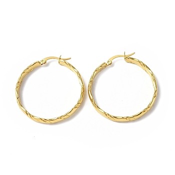 Ion Plating(IP) 304 Stainless Steel Flat Hoop Earrings for Women, Golden, 36.5x35x4.5mm, Pin: 0.7x0.9~1.4mm