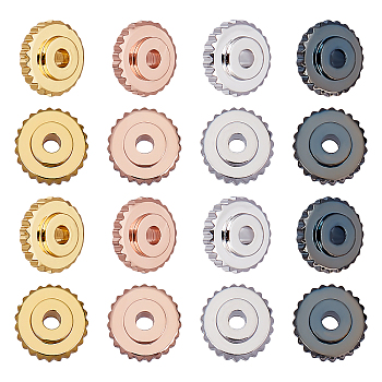 SUPERFINDINGS 80Pcs 4 Colors Brass Spacer Beads, Flat Round, Mixed Color, 6x2mm, Hole: 1mm, 20pcs/color