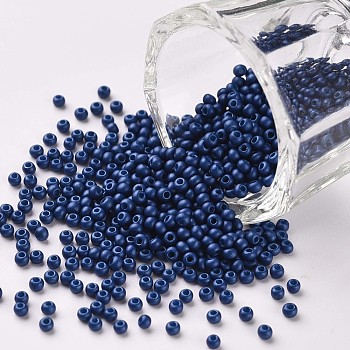 11/0 Grade A Round Glass Seed Beads, Baking Paint, Royal Blue, 2.3x1.5mm, Hole: 1mm, about 48500pcs/pound