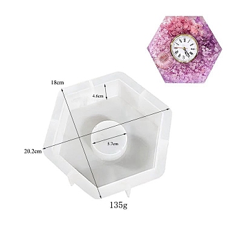 DIY Silicone Clock Display Decoration Molds, Resin Casting Molds, for UV Resin, Epoxy Resin Craft Making, Hexagon, 180x202x46mm, Inner Diameter: 57mm