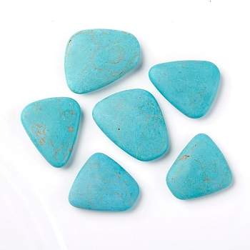 Synthetic Turquoise Beads, Dyed, No Hole/Undrilled, Mixed Shapes, 36.5~44x34~37x8.5~10mm, about 62pcs/bag