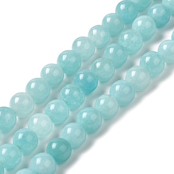 Natural Dyed Jade Beads Strands, Round, Pale Turquoise, 8.5mm, Hole: 0.8mm, about 45~46pcs/strand, 14.69''~15.04''(37.3~38.2cm)