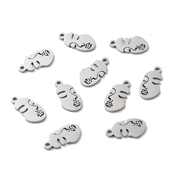 304 Stainless Steel Pendants, Abstract Face, Stainless Steel Color, 16.5x8.5x1mm, Hole: 1.5mm