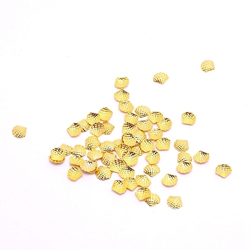 Brass Cabochons, Nail Art Studs, Nail Art Decoration Accessories, Shell Shape, Cadmium Free & Lead Free, Golden, 4.5x5x1mm