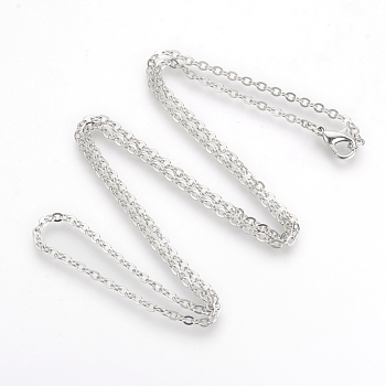 Brass Cable Chains Necklaces, Platinum, 23.6 inch(60cm)
