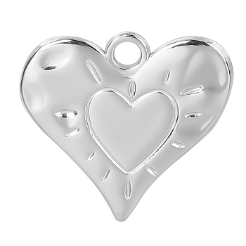 Stainless Steel Heart Pendants, Stainless Steel Color, 24x25x2mm, Hole: 3mm