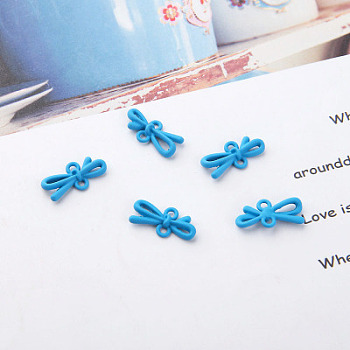 Frosted Alloy Links, with Spray Painted, Bowknot, Cornflower Blue, 17x8mm