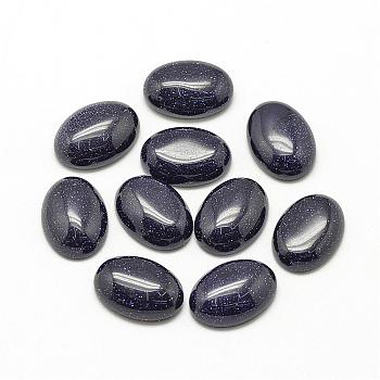 Synthetic Blue Goldstone Cabochons, Dyed, Oval, 14x10x6mm
