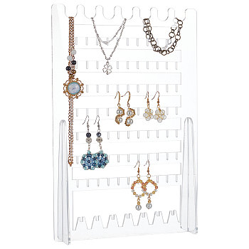 9-Tier Rectangle Transparent Acrylic Earring Display Organizer Stands, Jewelry Display Tree for Earrings Storage, Clear, Finished Product: 5x20x30cm, about 3pcs/set