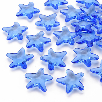 Transparent Acrylic Beads, Star, Blue, 28.5x29.5x7.5mm, Hole: 1.8mm, about 189pcs/500g